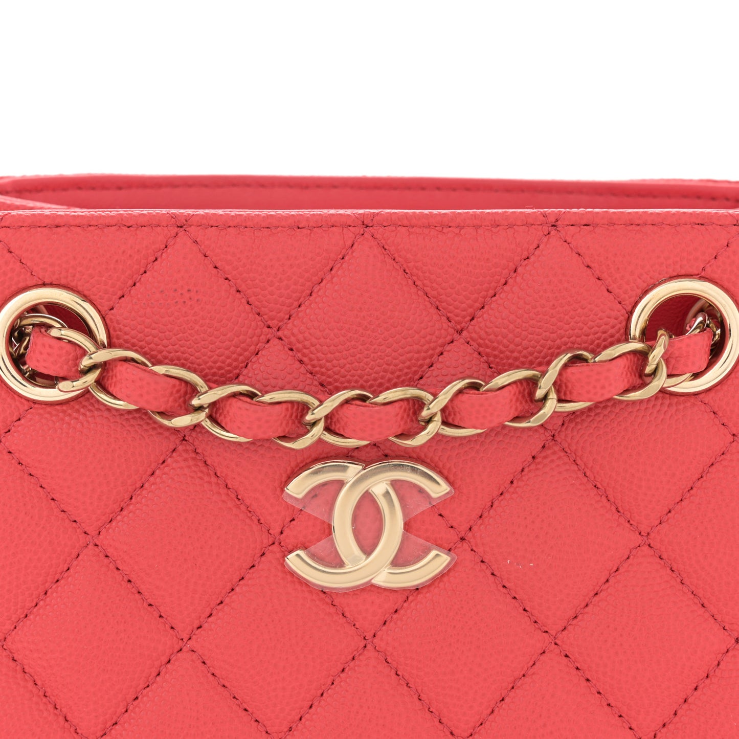 Caviar Quilted Mini Bucket Bag Dark Pink