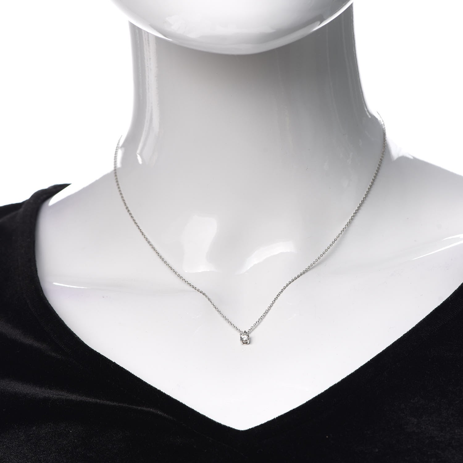 Tiffany Platinum Diamond .17ct Solitaire Pendant Necklace 2 of 5