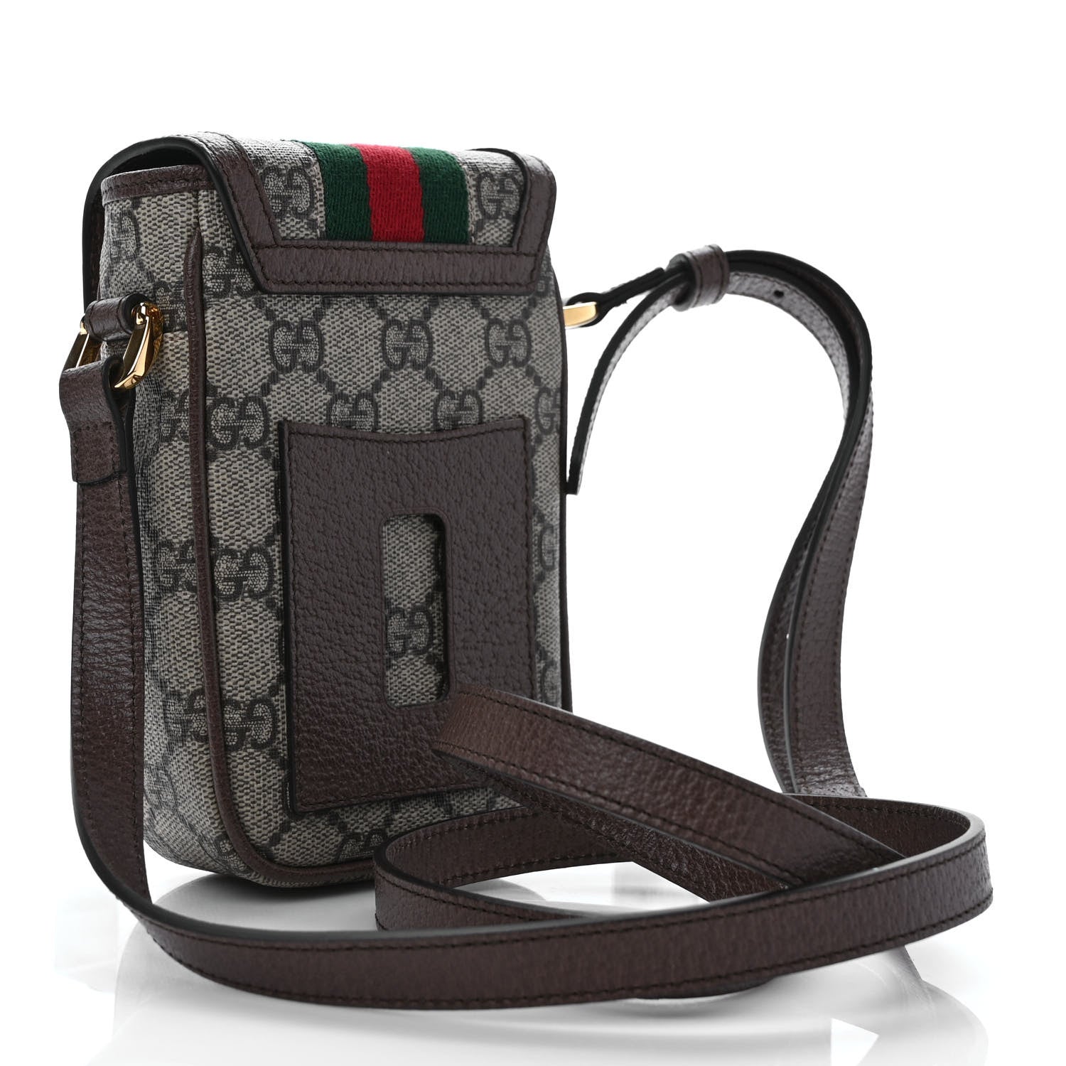 Gucci GG Supreme Monogram Web Ophidia Phone Crossbody Bag Beige New Acero 3 of 9