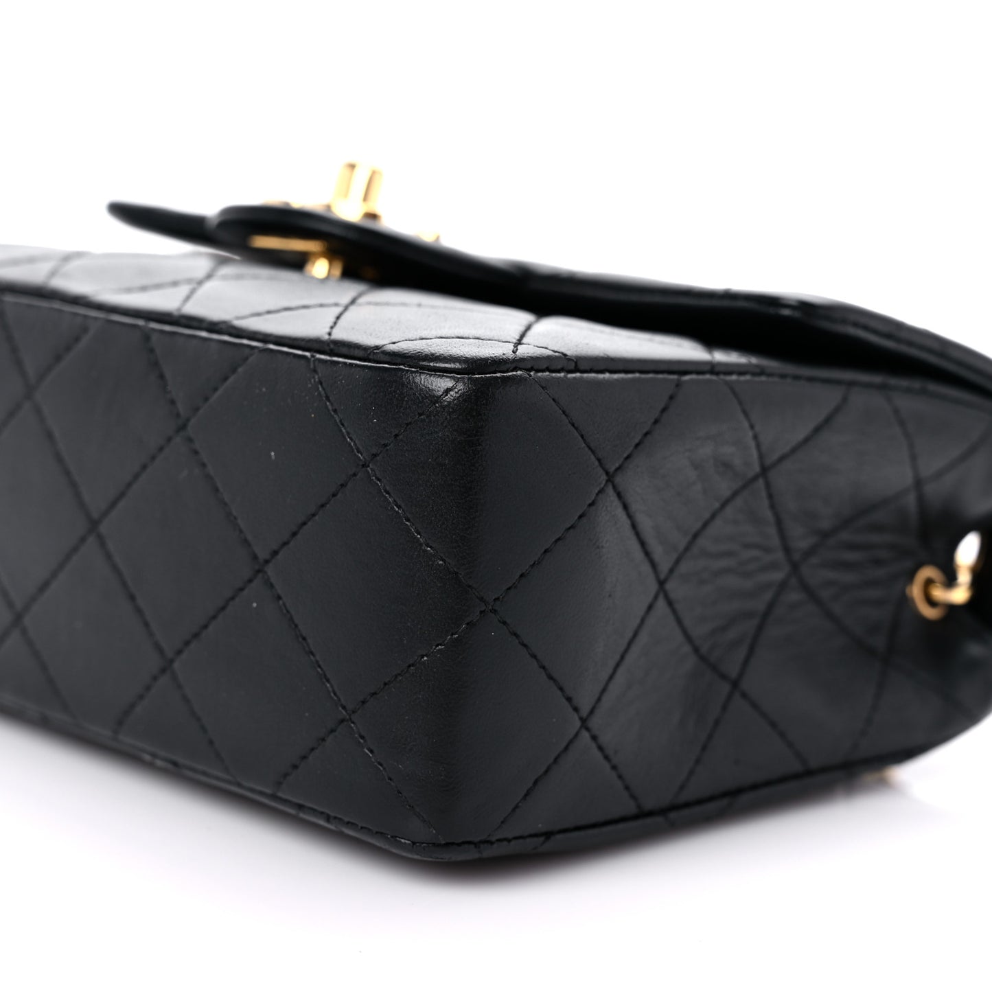 Lambskin Quilted Mini Square Flap Bag Black