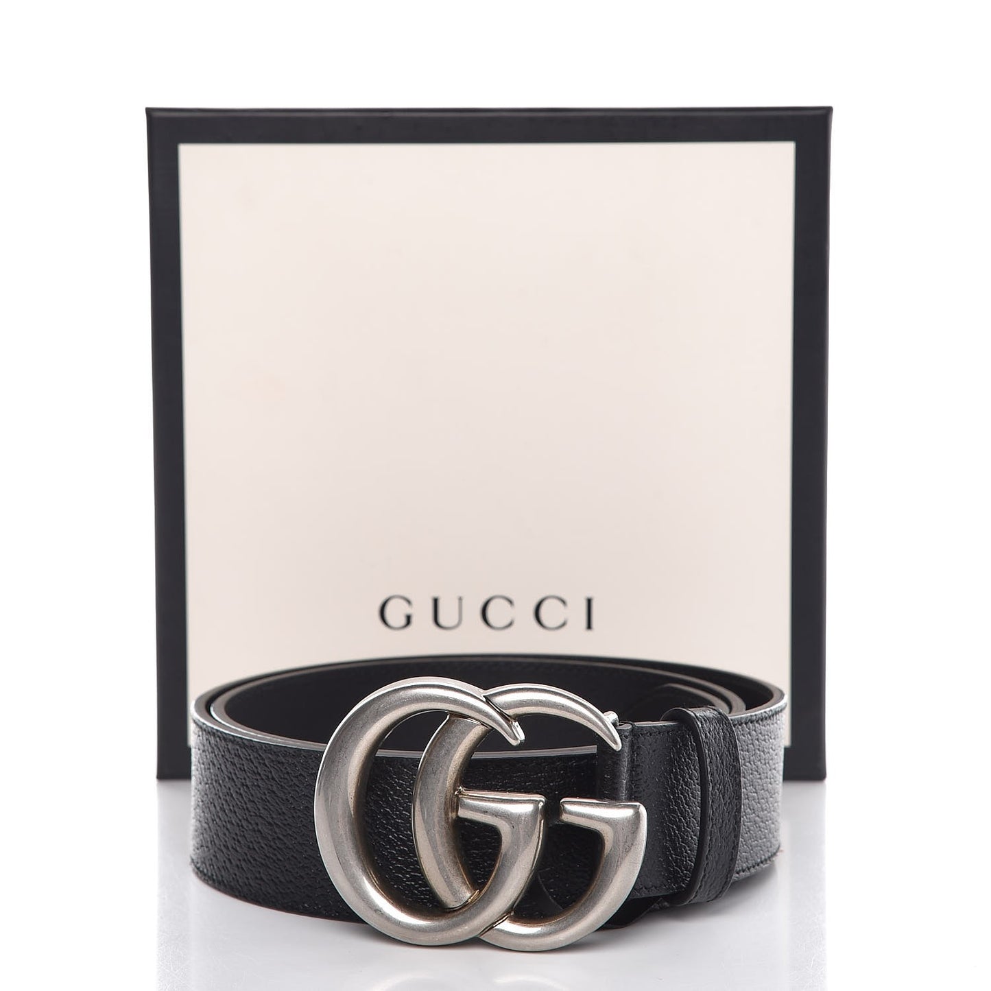 Textured Dollar Calfskin Nickel Double G 40mm Belt 85 34 Black