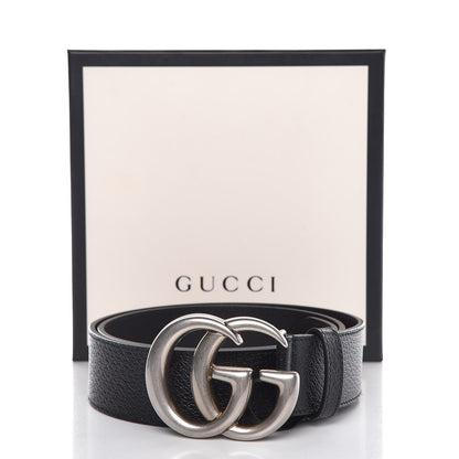 Gucci Textured Dollar Calfskin Nickel Double G 40mm Belt 85 34 Black 7 of 7