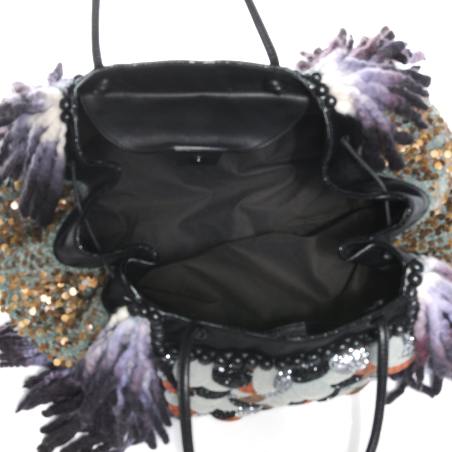 Wool Sequin Calfskin Ricami Embroidered Pillow Grande Voodoo Tote