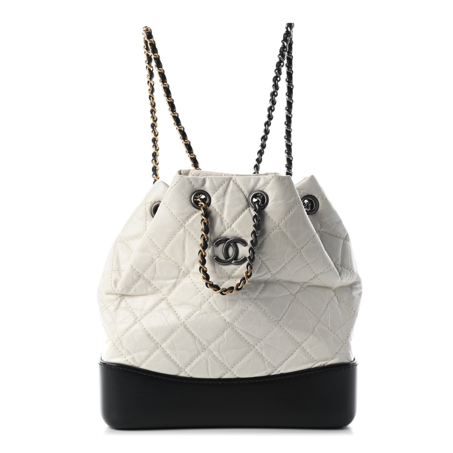 Chanel Aged Calfskin Quilted Small Gabrielle Backpack Black White 1 of 9