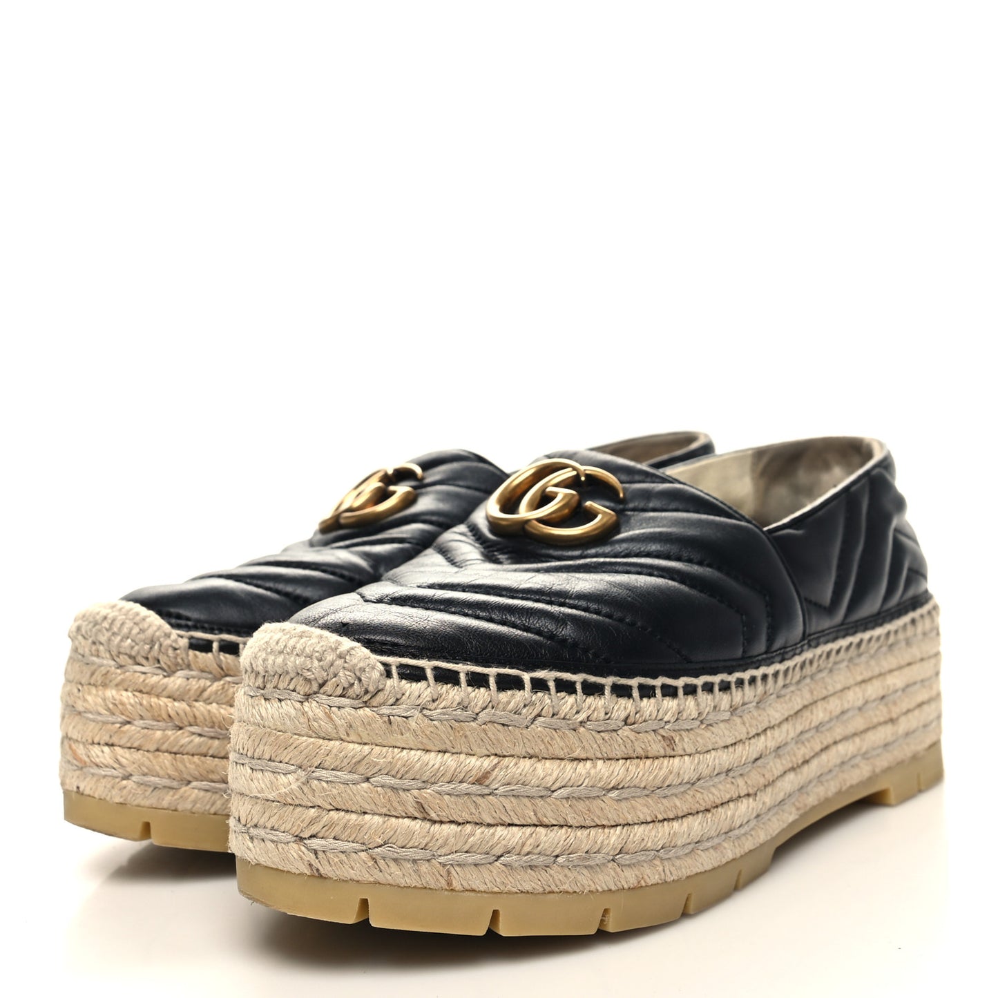 Nappa Matelasse GG Marmont Platform Espadrilles 39 Black