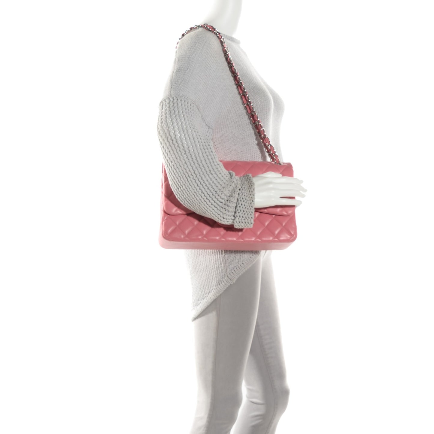 Lambskin Quilted Jumbo Double Flap Pink