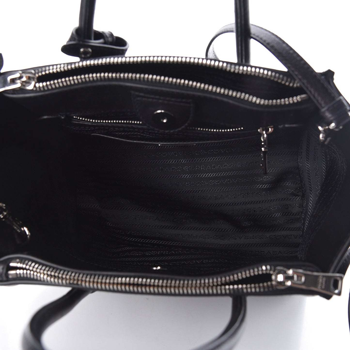 Glace Calf Studded Twin Pocket Tote Black