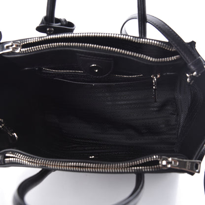 Prada Glace Calf Studded Twin Pocket Tote Black 5 of 9