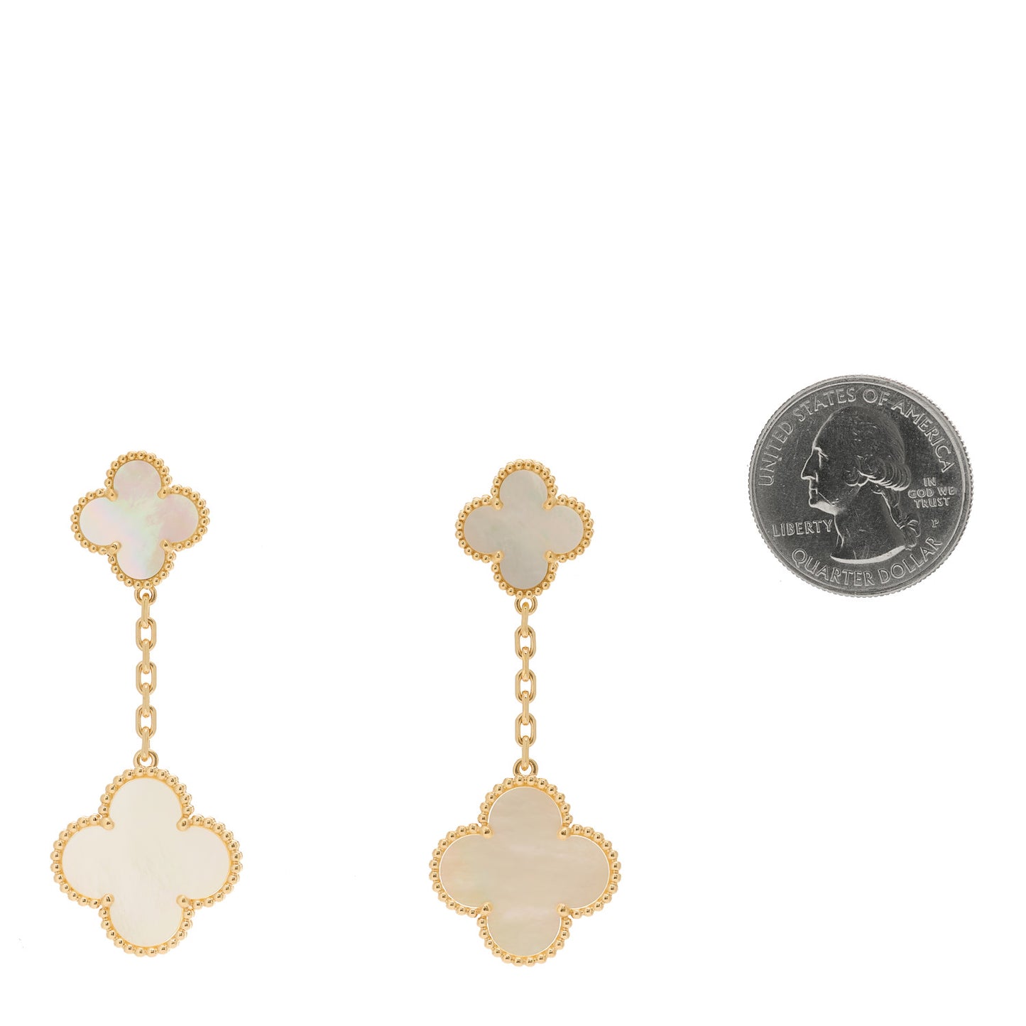18K Yellow Gold Mother of Pearl 2 Motifs Magic Alhambra Earrings