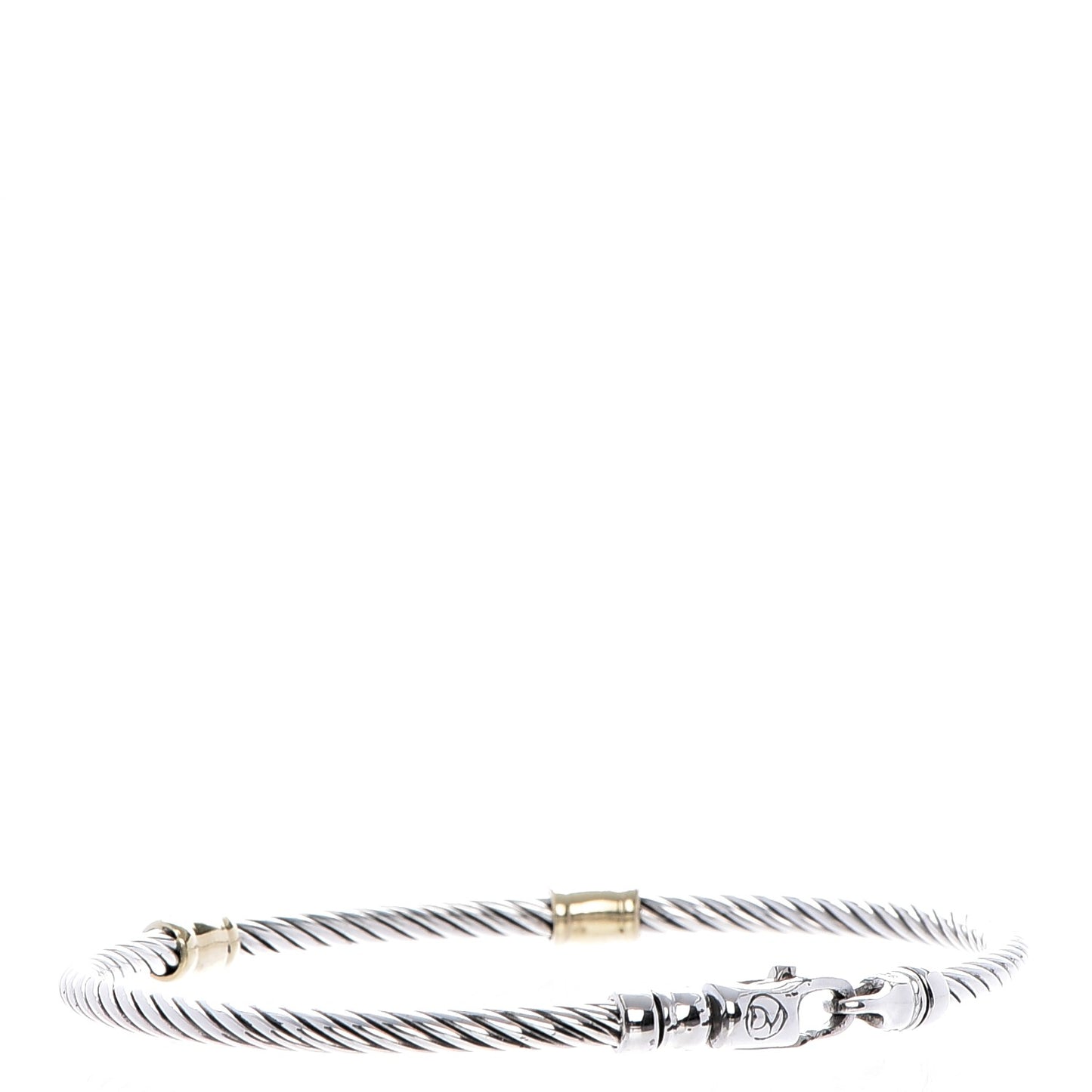 Sterling Silver 18K Yellow Gold Diamond 3mm Cable Classics Two Station Bracelet