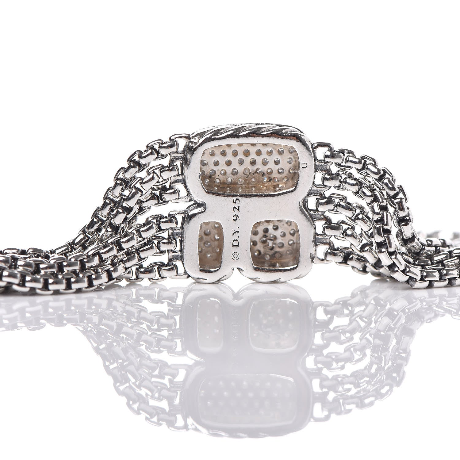 David Yurman Sterling Silver Diamond Pave Confetti Drop Necklace 6 of 7