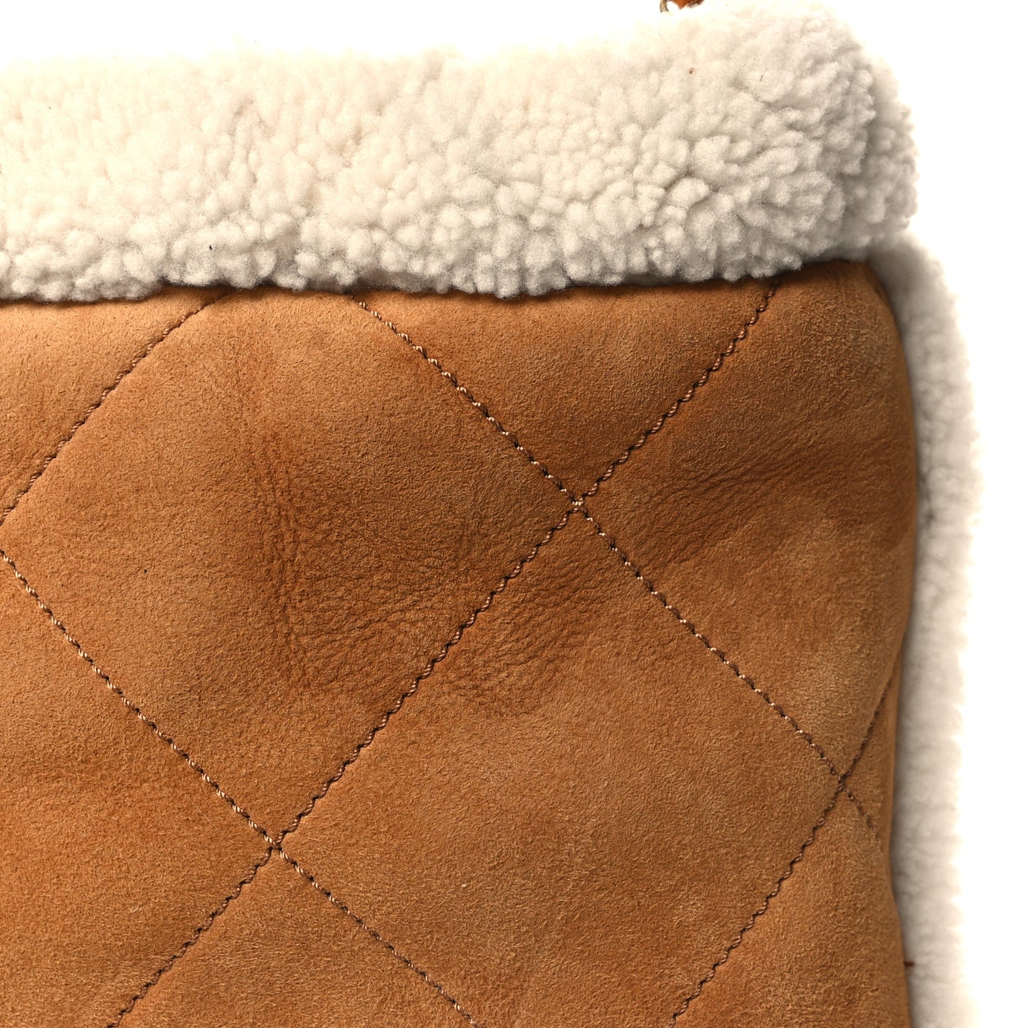Suede Shearling Quilted Small Chanel 22 Brown White