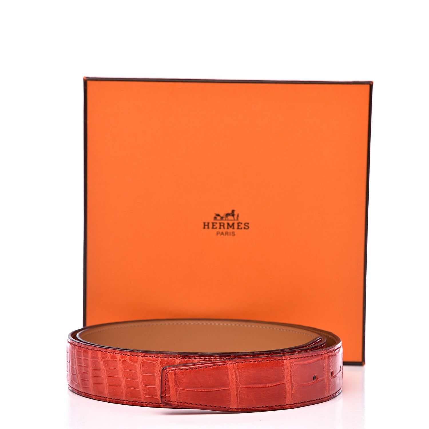 Hermes Shiny Porosus Crocodile 32mm Belt Strap 100 Geranium 7 of 7