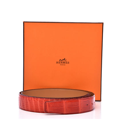 Hermes Shiny Porosus Crocodile 32mm Belt Strap 100 Geranium 7 of 7