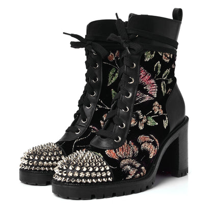 Christian Louboutin Velvet Ingrassato Spike TS Croc 70 Boots 38 Black Multi 2 of 4