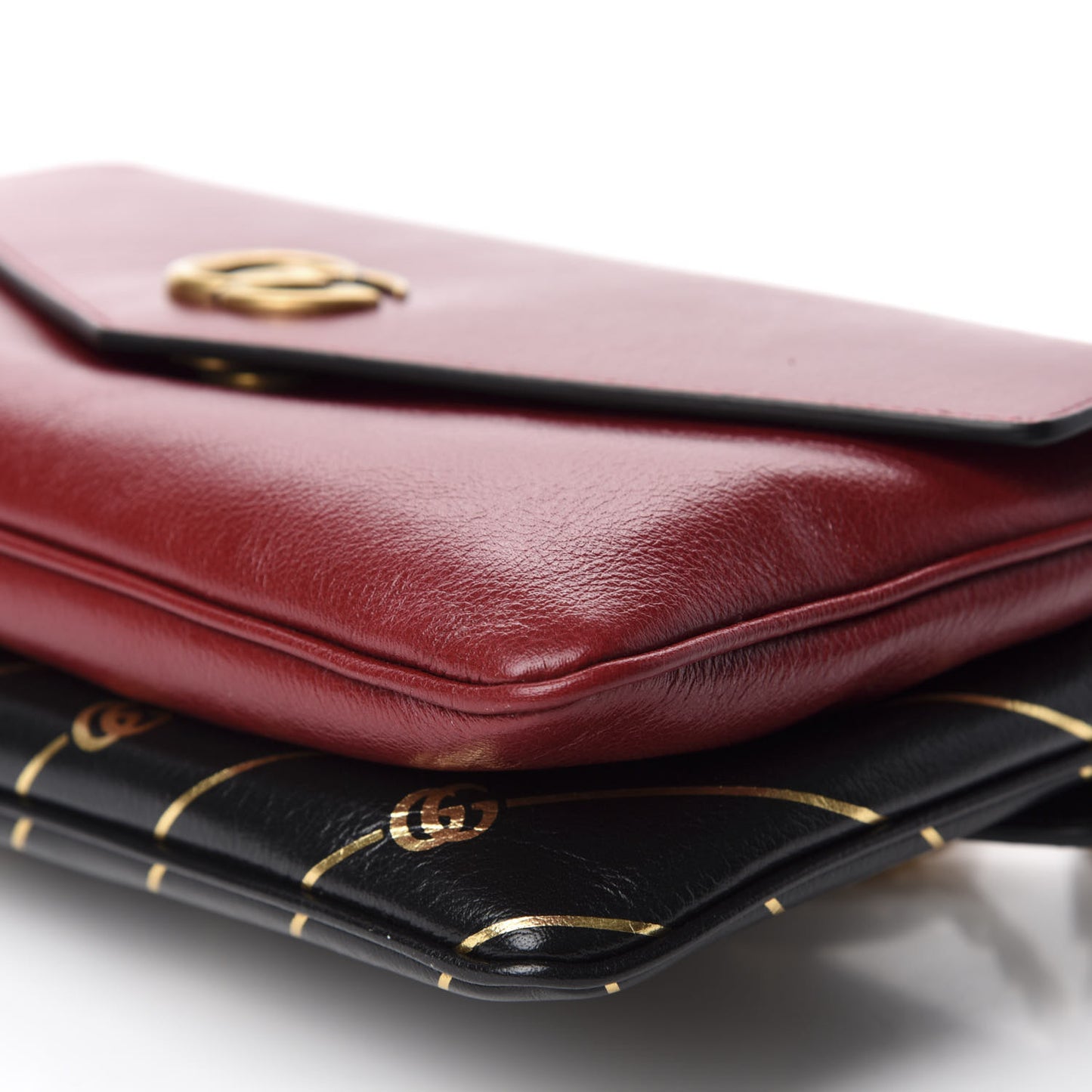 Calfskin Diagonal GG Medium Thiara Double Envelope Shoulder Bag Black Red