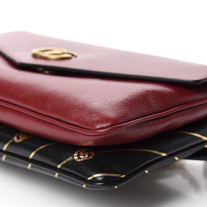 Gucci Calfskin Diagonal GG Medium Thiara Double Envelope Shoulder Bag Black Red 8 of 11