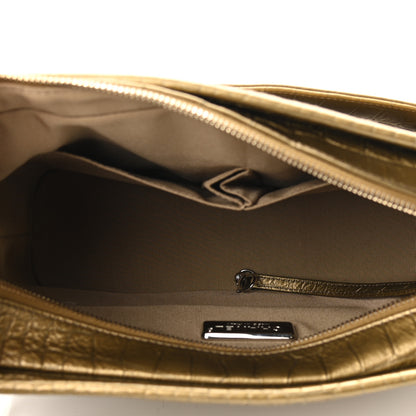 Chanel Metallic Calfskin Crocodile Embossed Medium Gabrielle Cocodile Hobo Gold 5 of 10