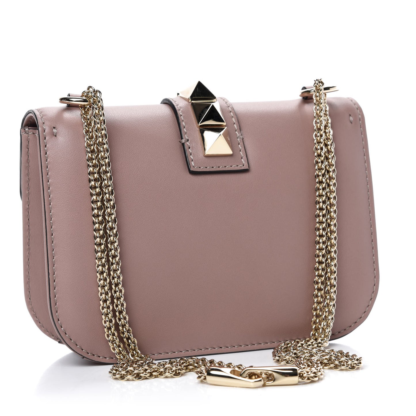 Vitello Small Glam Lock Rockstud Flap Poudre