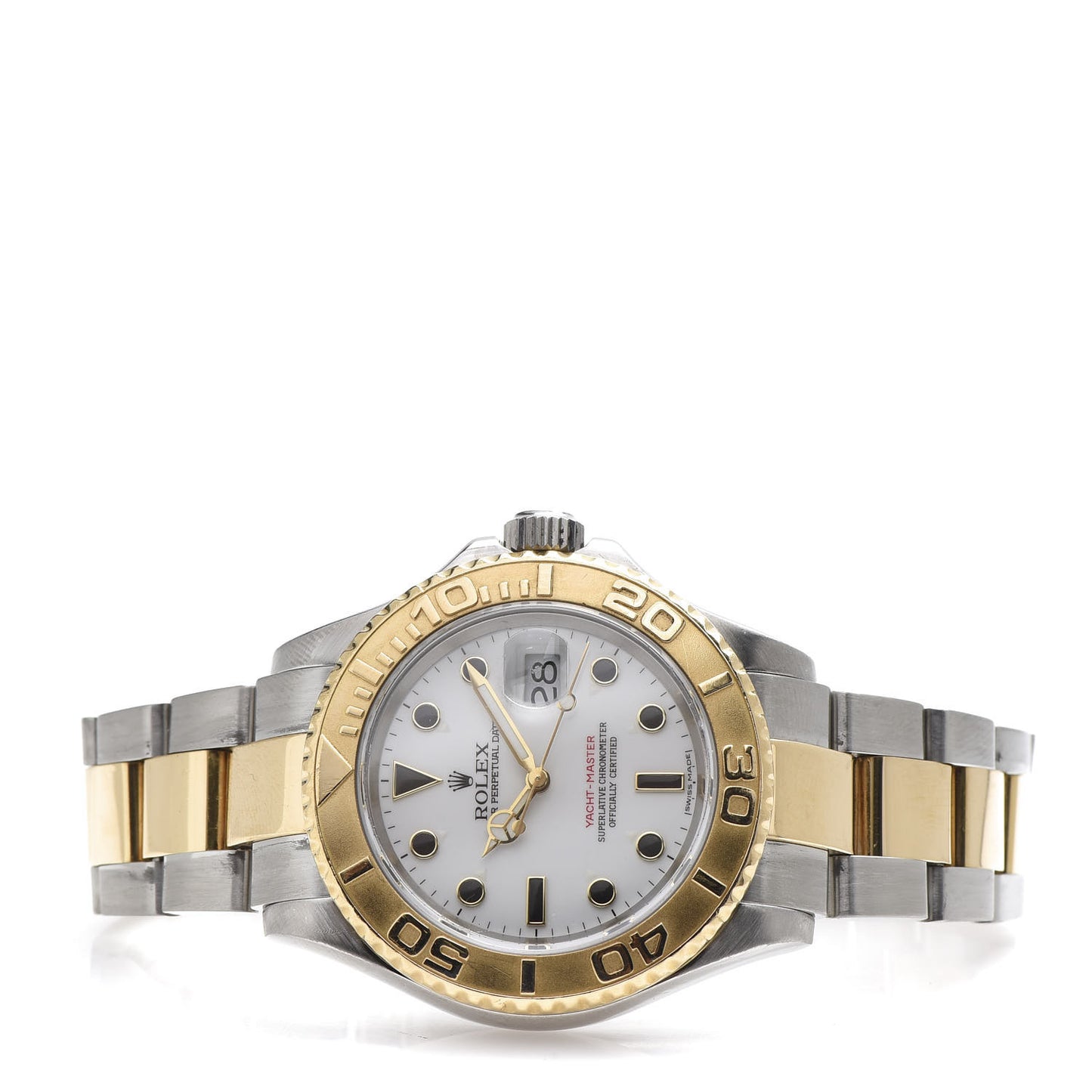 Stainless Steel 18K Yellow Gold 40mm Oyster Perpetual Date Yacht-Master Watch White 16623