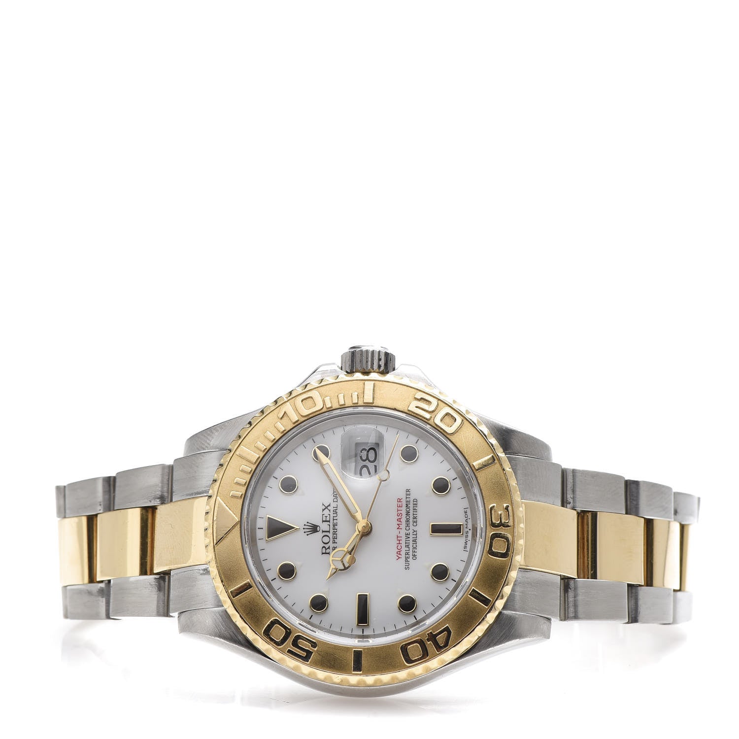 Rolex Stainless Steel 18K Yellow Gold 40mm Oyster Perpetual Date Yacht-Master Watch White 16623 3 of 6