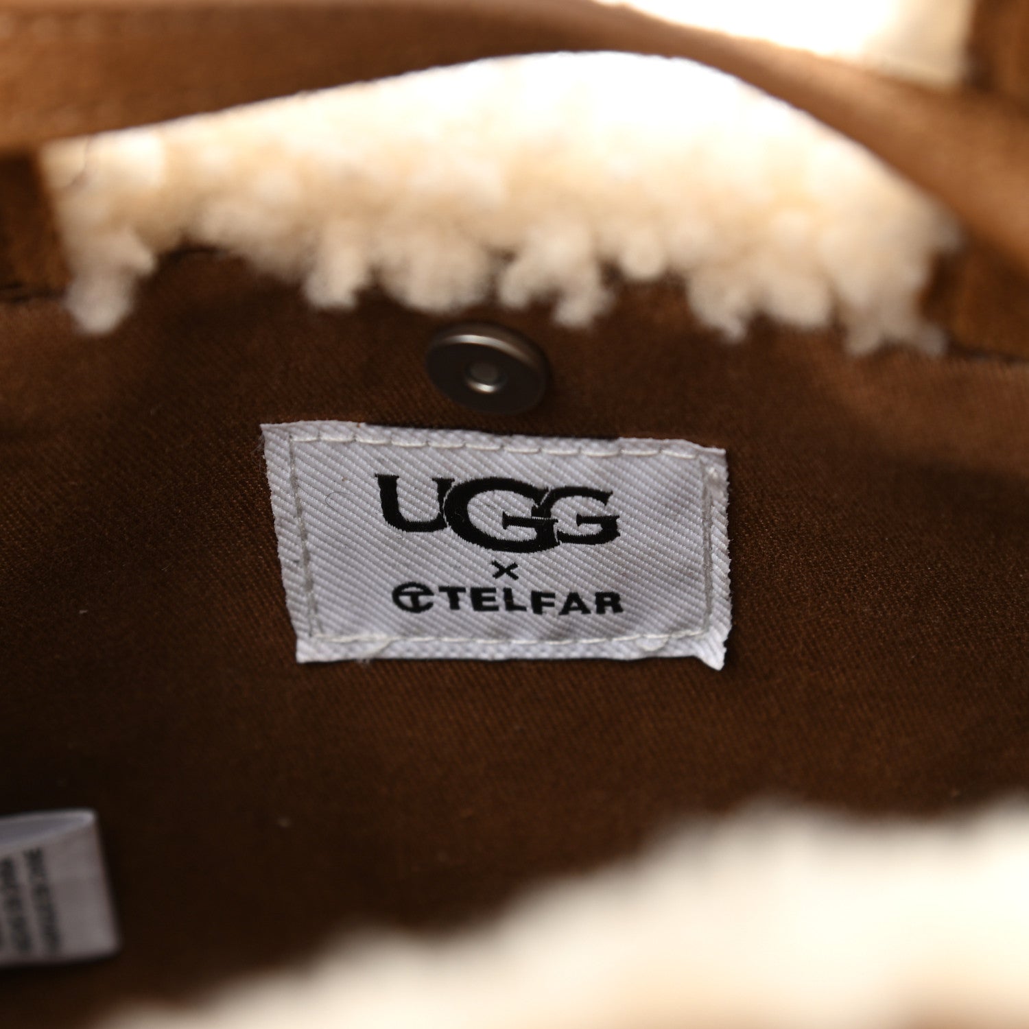 Telfar X UGG Suede Shearling Small Shopping Bag Chestnut 6 of 11