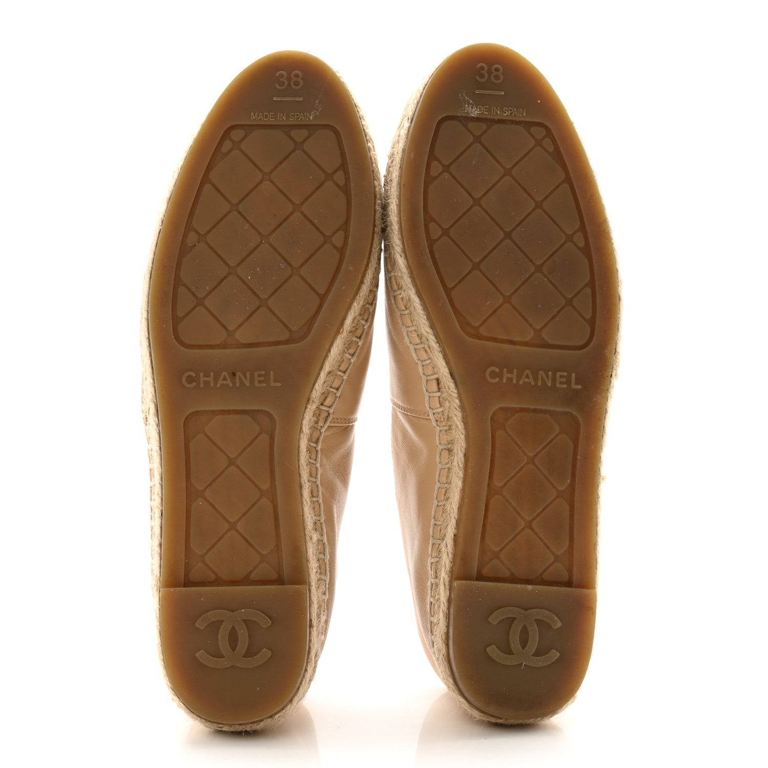 Chanel Lambskin CC Espadrilles 38 Beige Black 5 of 14
