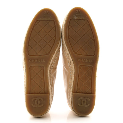 Chanel Lambskin CC Espadrilles 38 Beige Black 5 of 14