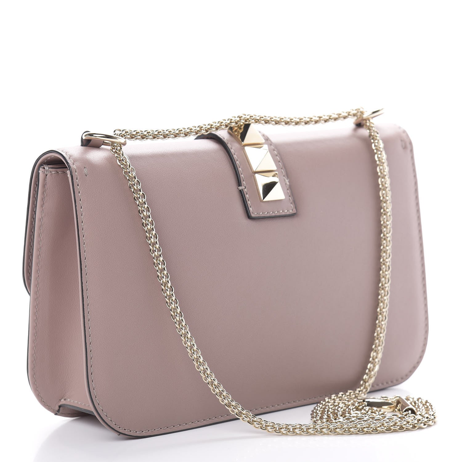 Valentino Garavani Vitello Medium Glam Lock Rockstud Flap Poudre 3 of 12