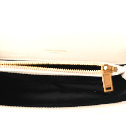 Saint Laurent Sheepskin Matelasse Chevron Monogram Medium College Bag Crema Soft 4 of 9