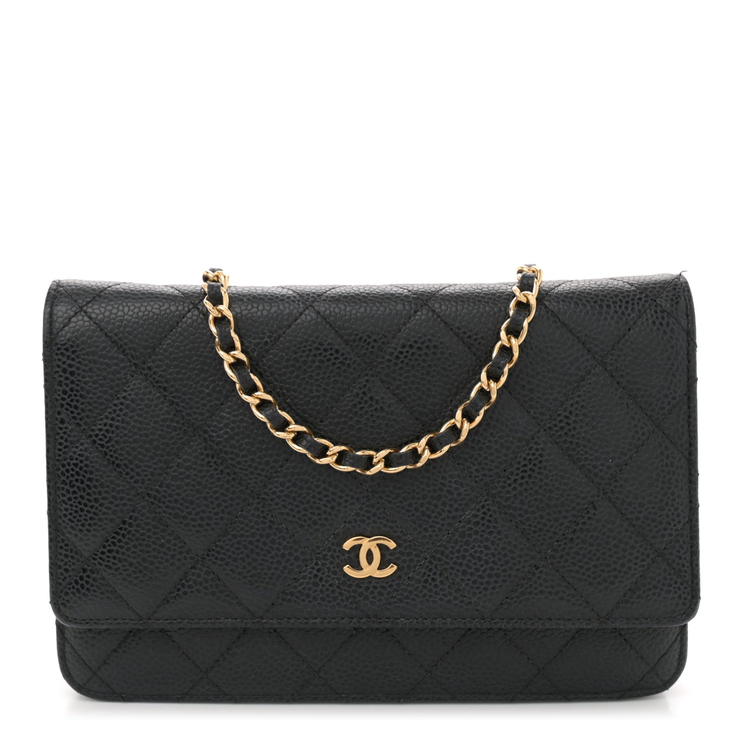 Caviar Quilted Wallet on Chain WOC Black