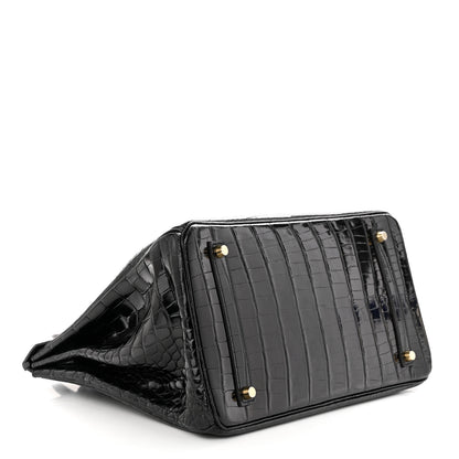 Hermes Shiny Porosus Crocodile Birkin 35 Black 4 of 11