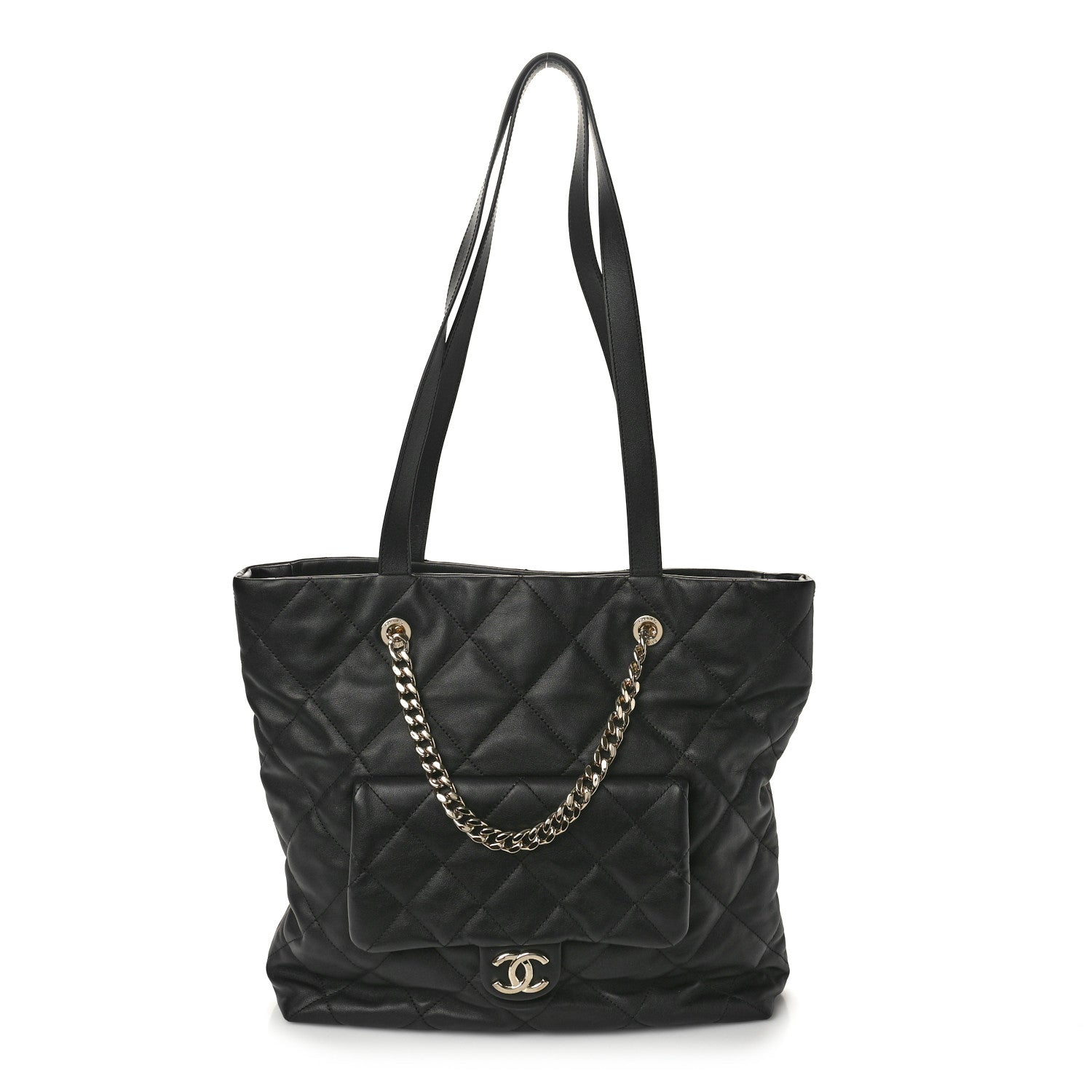 Chanel Calfskin Quilted Pocket Shopping Tote Black 1 of 10