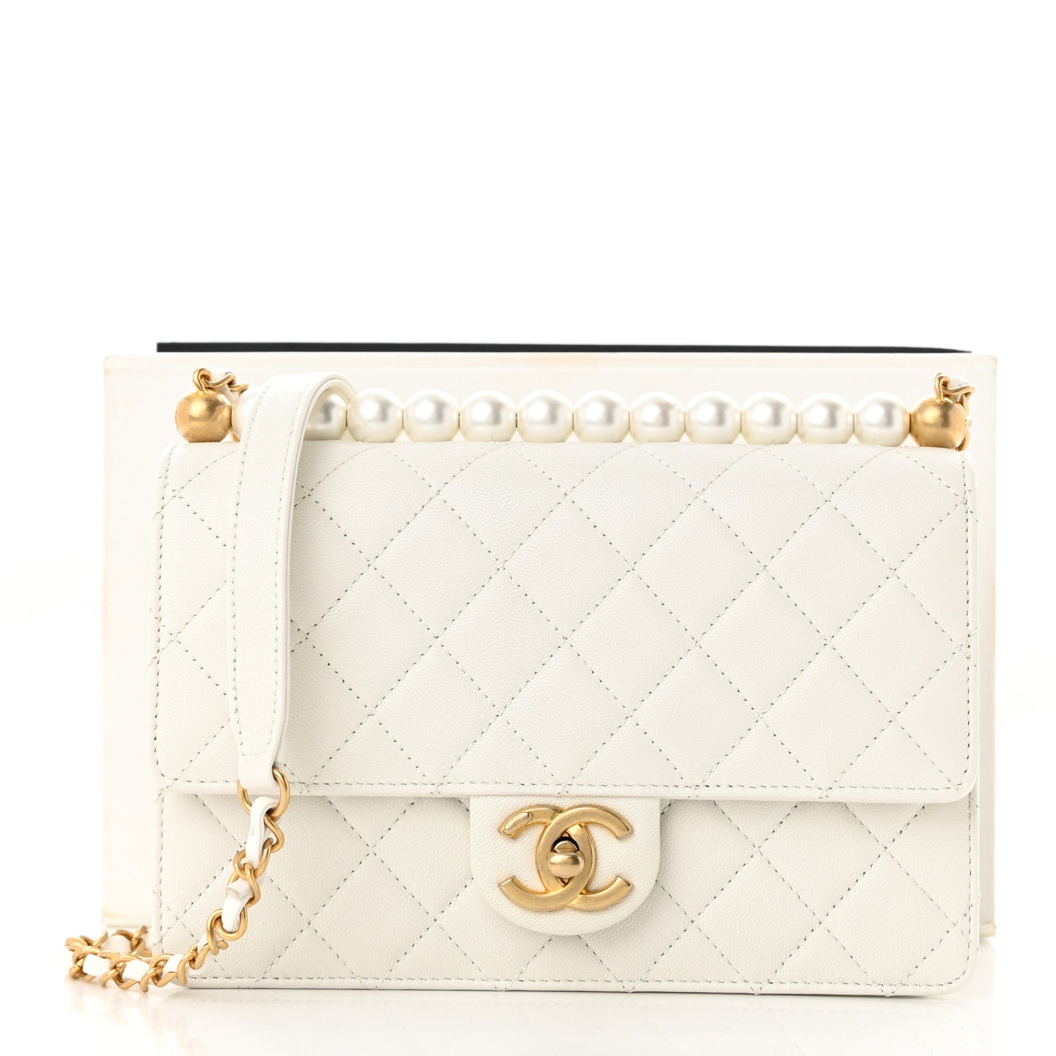 Chanel Lambskin Quilted Small Chic Pearls Flap White 11 of 11