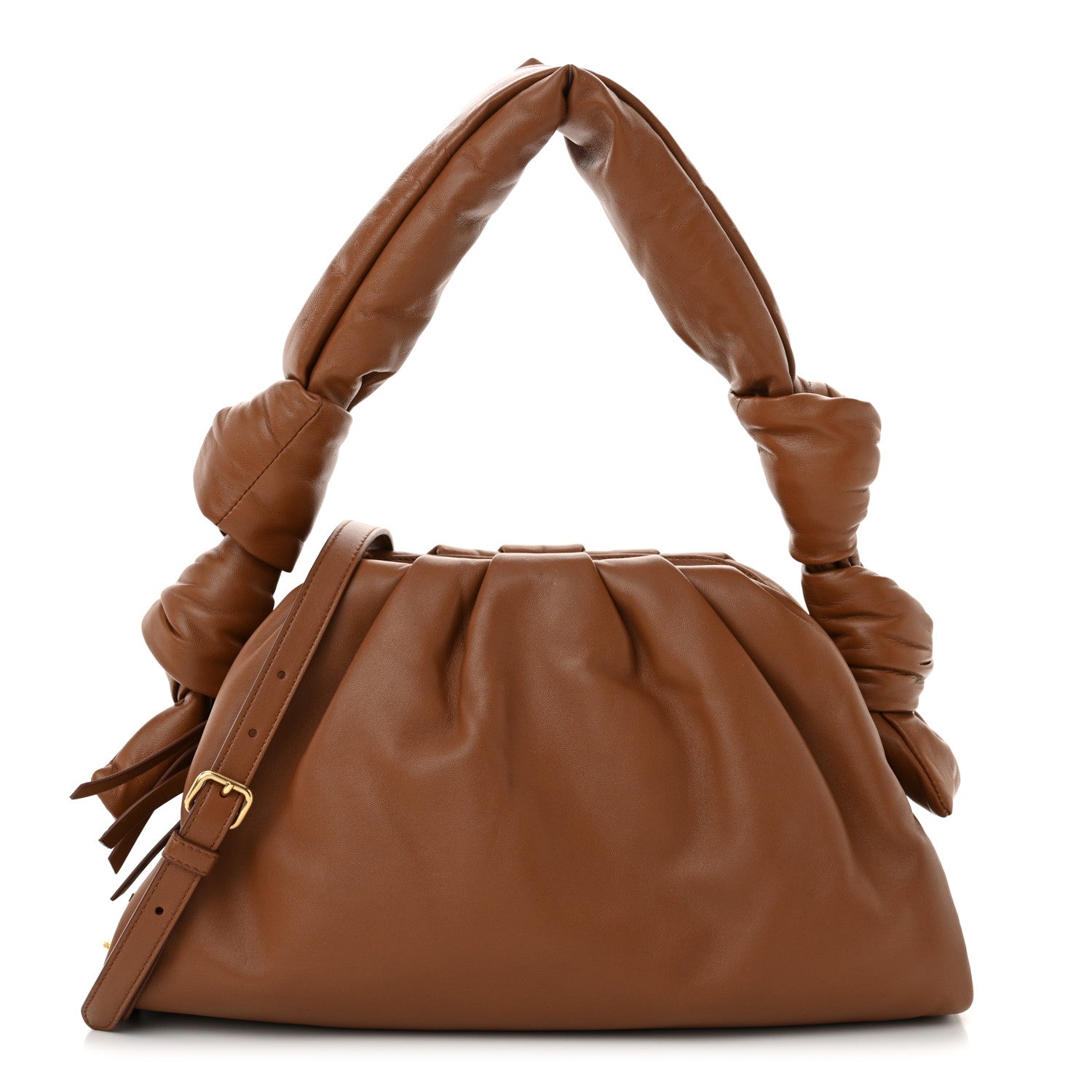 Miu Miu Nappa Knot Top Handle Shoulder Bag Cognac 1 of 11