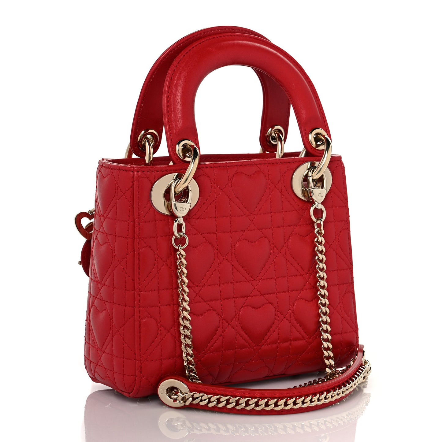 Calfskin Cannage Dioramour Mini Lady Dior Bag Bright Red