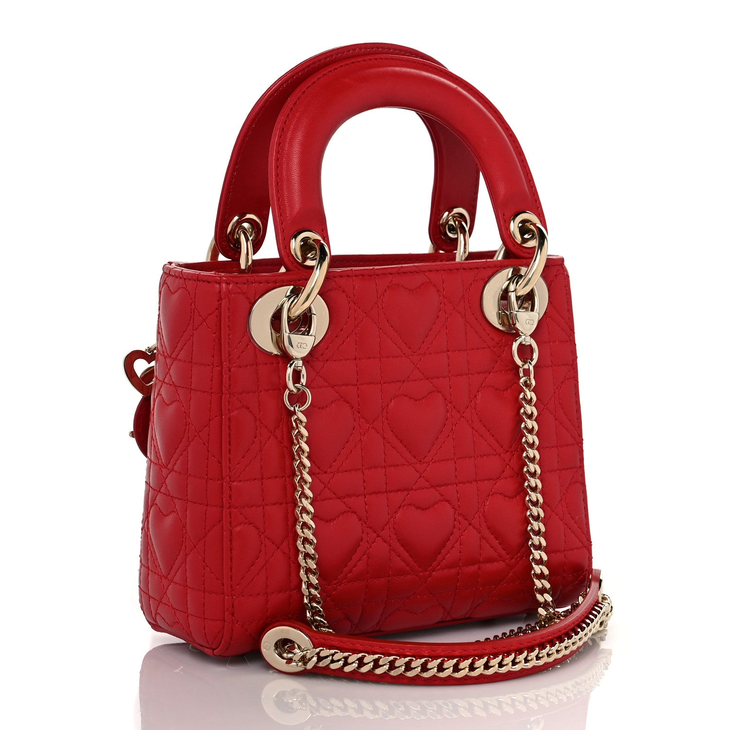 Christian Dior Calfskin Cannage Dioramour Mini Lady Dior Bag Bright Red 3 of 9