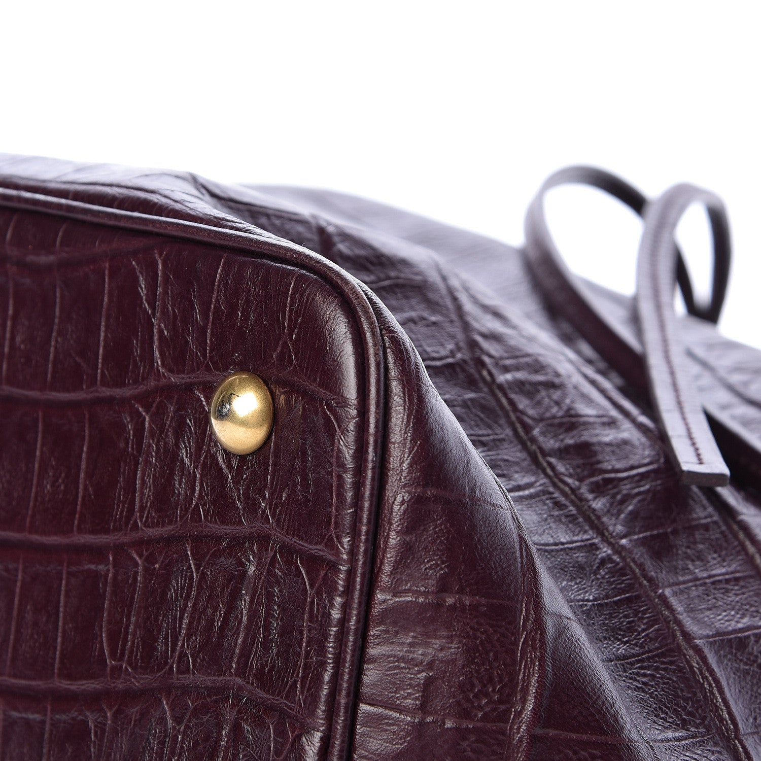 Saint Laurent Calfskin Crocodile Embossed Large Emmanuelle Bucket Bag Burgundy 11 of 12