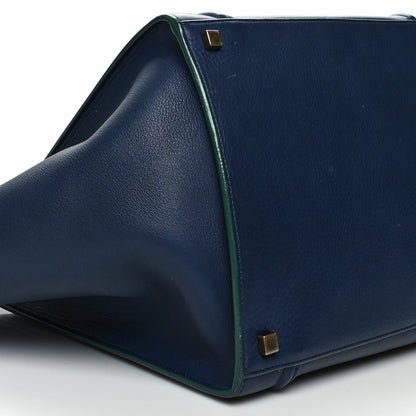 Celine Supple Calfskin Medium Phantom Luggage Navy Blue Green Trim 7 of 8