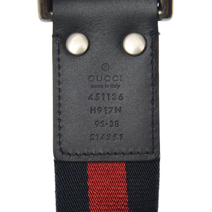 Gucci Canvas Web D Ring 40mm Belt 95 38 Blue Red 5 of 6