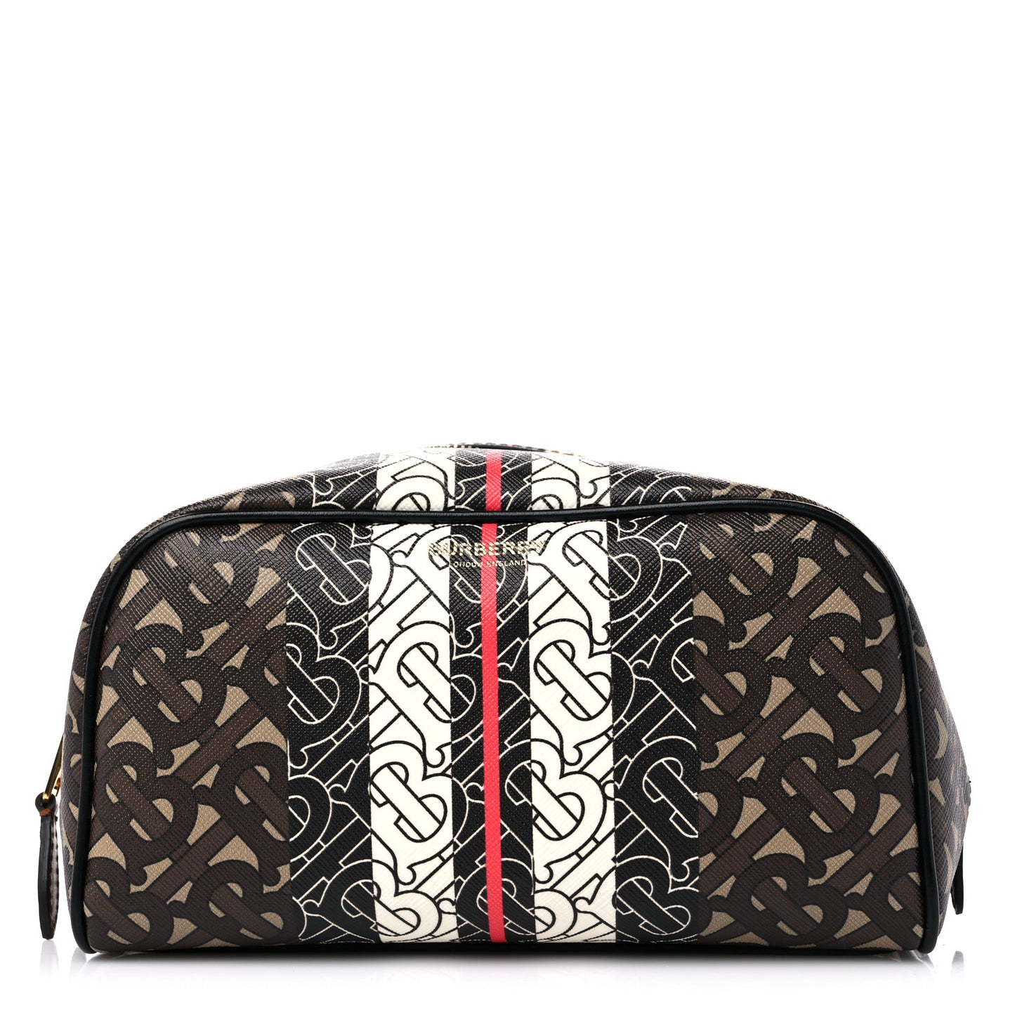 E-Canvas Monogram Stripe Travel Pouch Bridle Brown