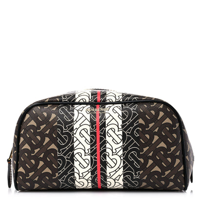 Burberry E-Canvas Monogram Stripe Travel Pouch Bridle Brown 1 of 8