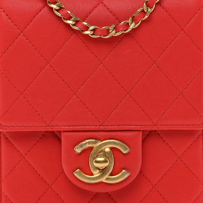 Chanel Lambskin Quilted Pearl Chain Flap Bag Red 5 of 10