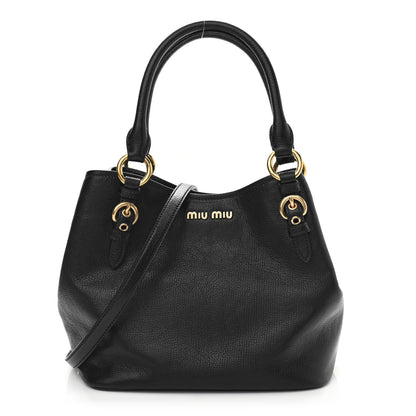 Miu Miu Goatskin Madras 2Way Shoulder Bag Black 1 of 8