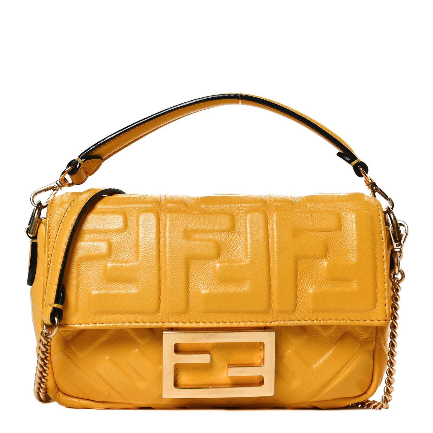 Nappa FF 1974 Embossed Mini Baguette Zucca