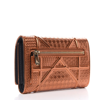 Christian Dior Metallic Patent Micro-Cannage Diorama Elancee Wallet Orange 2 of 6