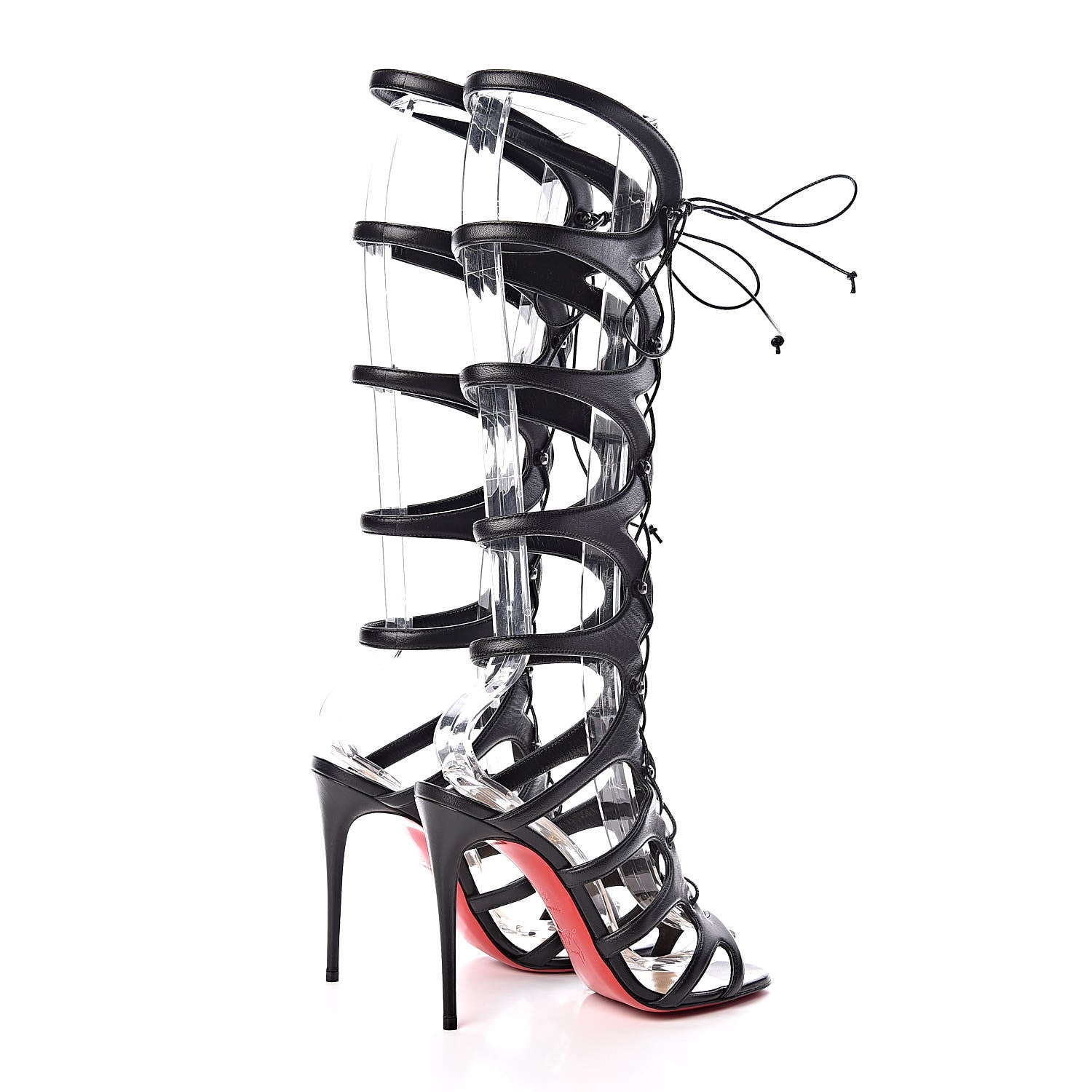 Christian Louboutin Kid Amazoula 100 Lace Up Sandals 38 Black 4 of 9