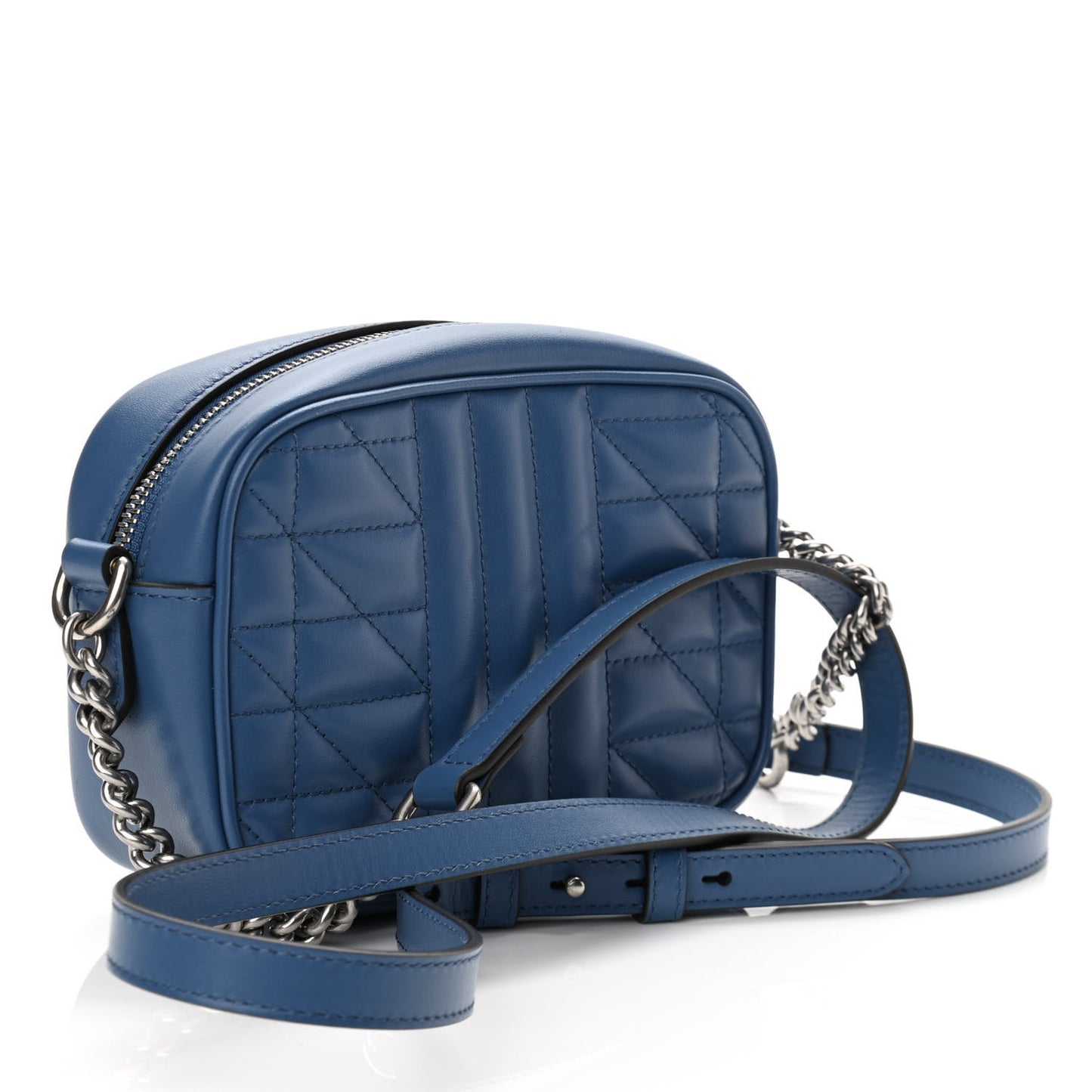 Calfskin Matelasse Aria Mini GG Marmont Chain Shoulder Bag Clear Blue