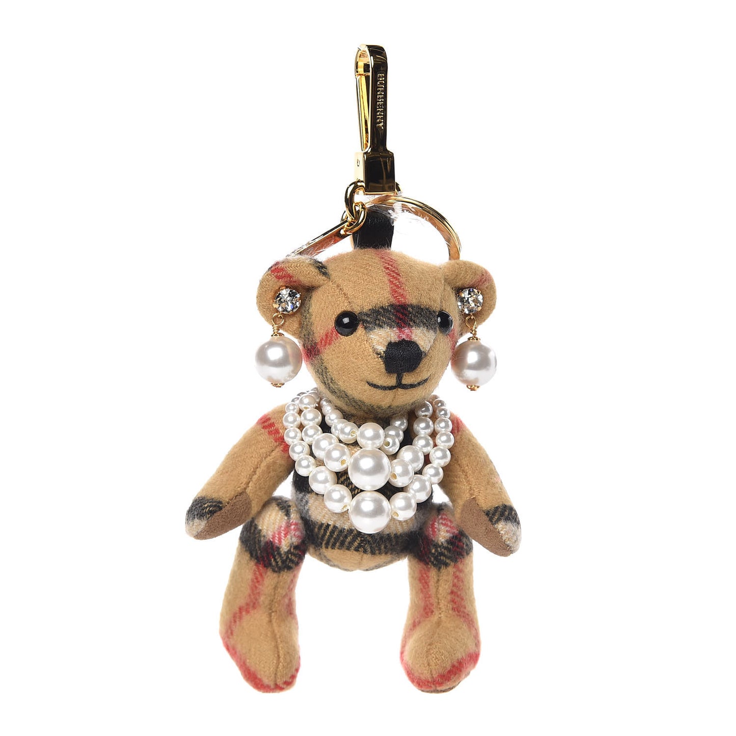 Cashmere Vintage Check Pearl Thomas Bear Bag Charm Antique Yellow