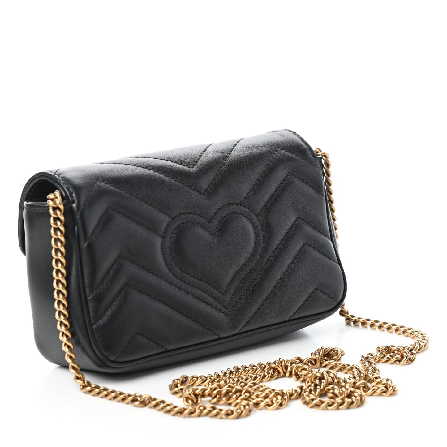 Calfskin Matelasse Super Mini GG Marmont Shoulder Bag Black
